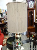 (ROW 1) PEWTER FINISH LAMP. HAS SHADE AND FINIAL: 5