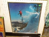 (ROW 3) FRAMED PHOTO OF A PERSON SKIING IN SILVER FRAME: 18.5