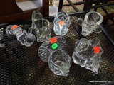 (ROW 3) LOT OF GLASS ANIMALS: CATERPILLAR. 3 AVON VOTIVE HOLDERS (TURKEY. SQUIRREL. CONCH). RABBIT