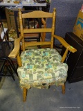 (ROW 3) MAPLE ARMCHAIR WITH CUSHIONED SEAT: 24