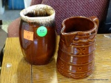 (ROW 3) HULL POTTERY CREAMER. INCLUDES A BROWN PAINTED CREAMER