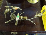 (ROW 3) 2 SETS OF BRASS BIRDS SITTING ON BRANCHES. 1 IS: 17.5