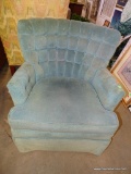 (ROW 4) BLUE UPHOLSTERED ARMCHAIR: 29
