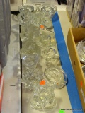 (TABLES) LOT OF GLASS VOTIVE HOLDERS: STARS. FLORALS. ETC. INCLUDES BEAR SHAPED ASHTRAY MADE IN