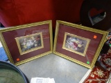 (ROW 1) PAIR OF FRAMED AND MATTED FLORAL STILL LIFE PRINTS IN GOLD TONED FRAMES: 15.5