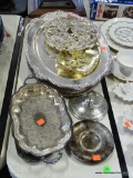 (TABLES) SILVER PLATE LOT: 2 HANDLED FOOTED RECTANGULAR SERVING DISH: 12
