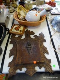 (TABLES) MISC. LOT: MAHOGANY WALL PLAQUE WITH CARVED CHERUB FACE: 13.25