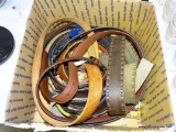 (TABLES) BOX LOT OF LEATHER BELTS