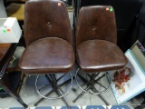 (ROW 1) PAIR OF LEATHER SWIVEL BAR CHAIRS: 16