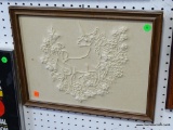 (ROW 1) EMBOSSED ART RELIEF OF A UNICORN IN OAK FRAME: 17.5