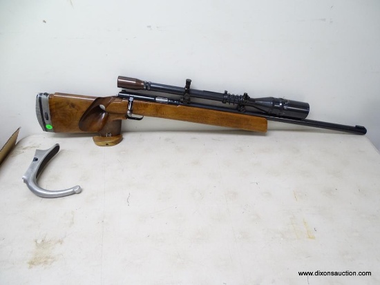 ANSCHUTZ MODEL 54 MATCH RIFLE #93296 .22 LR SINGLE SHOT. 26 INCH BULL BARREL. BLUED/HARDWOOD STOCK