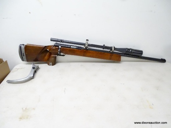 ANSCHUTZ MODEL 54 MATCH RIFLE #1413 .22 LR SINGLE SHOT. 26 INCH BULL BARREL. BLUED/HARDWOOD STOCK