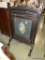 (R1) VICTORIAN EBONIZED NEEDLEPOINT FIREPLACE SCREEN / PANEL. SCREEN PIVOTS AND CAN BE USED TO