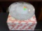 (R2) 4 CRYSTAL LUNCHEON PLATES. 8'' DIA. WITH ORIGINAL BOX