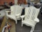 TWO OFF WHITE CUSTOM HATTERAS PORCH CHAIRS. A TWO-SEATER THAT MEASURES 48