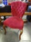 (R2) VICTORIAN SLIPPER CHAIR WITH BUTTON TUFTED BACK. 22'' X 24'' X 36''. IN GOOD CONDITION