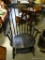 (R1) BLACK AND GOLD HITCHCOCK STYLE ROCKING CHAIR WITH STENCILED BACK. MEASURES 25