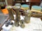 (R6) MIXED LOT TO INCLUDE TWO MATCHED TALL BRASS VASES WITH HEAVY ENGRAVING (THESE MEASURE 10