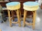 (R6) PAIR OF VINTAGE RATTAN BAR STOOLS MEASURE 29.5 INCHES TALL