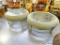 (R6) VINTAGE PAIR OF ROUND WICKER AND GLASS TABLES. SOME MIGHT CALL THEM COFFEE TABLES IF YOU DRINK