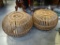 (R6) PAIR OF BROWN RATTAN SIDE TABLES THAT MEASURE 24 IN BY 13 IN. BOTH ARE IN GOOD CONDITION