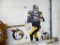 (R2) ALL STEELERS WALL STICKERS ON ROLLUP DOOR: 1 LIFE SIZE BEN ROETHLISBERGER. 2 STEELERS EMBLEMS.