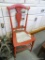 (R3) VINTAGE RED PAINTED CANE BOTTOM CHAIR: 16