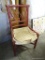(TABLE) VINTAGE RED PAINTED RATTAN CHAIR: 21