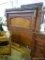 (R1) WALNUT VICTORIAN QUEEN SIZE BED WITH BURLED WALNUT PANELED HEADBOARD. HEADBOARD HAS BURLED
