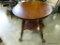 (R1) FANTASTIC BALL AND CLAW TURNED 2 TIER LAMP TABLE WITH CAST IRON FEET WITH NORTHWIND FACE IN THE