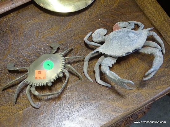 (R1) 2 CRAB RELATED ITEMS: 1 INKWELL HOLDER. 1 TRINKET BOX. BOTH ARE 7" WIDE.