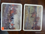 (R1) PAIR OF SERVING COASTERS WITH HUNT SCENE PRINTS: 7.75