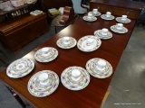 (R1) 12 PIECE PLACE SETTING OF WEDGWOOD CHINA IN A FLORAL PATTERN: 12 DINNER PLATES. 12 DESSERT