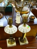 (R1) PAIR OF MARBLE BASED AND ART GLASS LAMPS: 5
