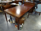 (R1) RARE MAHOGANY HIDE AWAY EXTENSION DINING TABLE. PERFECT FOR SMALL HOMES THAT NEED EXTRA SPACE
