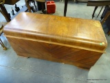(R2) VINTAGE LANE CEDAR CHEST WITH INTERIOR TRAY (NEEDS GLUE). THE ORIGINAL LOCK HAS BEEN DISABLED.