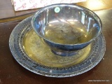 (R2) GORHAM SILVER PLATE BOWL AND A ROGERS SILVER PLATE TRAY. BOWL IS 8'' DIA, TRAY IS 12'' DIA