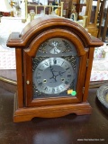 (R2) WALTHAM 31 DAY CHIMING CASE CLOCK. CLOCK APPEARS TO BE IN EXCELLENT CONDITION 14.25'' T X 12''