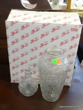 (R2) 2 FANTASIA CRYSTAL VASES BY PRINCESS HOUSE WITH THE ORIGINAL BOX. 1 IS 9'' TALL AND THE OTHER