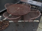 5 PIECE ROUND IRON PATIO SET WITH BOWED BACK CHAIRS. TABLE MEASURES: 42