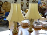 (R3) VERY NICE VINTAGE PAIR OF ALABASTER LAMPS. BOTH ARE IN GOOD CONDITION AND WORK THEY HAVE