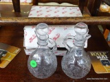 (R3) A PRINCESS HOUSE EXCLUSIVE, FANTASIA CRYSTAL CRUETS WITH STOPPERS. COMES WITH THE ORIGINAL BOX,