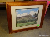(R6) KALALAU LOOKOUT PAINTED AND SIGNED BY ARTIST GARY REED. VERY NICELY FRAMED AND DOUBLE MATTED