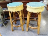 (R6) PAIR OF VINTAGE RATTAN BAR STOOLS MEASURE 29.5 INCHES TALL