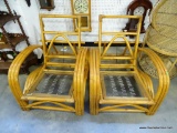 (R6) MATCHING PAIR OF VINTAGE RATTAN ARMCHAIRS. NO CUSHIONS ARE INCLUDED WITH THESE CHAIRS, SO YOU