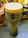 (R6) FROM OUR NORVA ESTATE COMES THIS QUALITY VINTAGE REMO BONGO WITH SHOULDER STRAP. MEASURES 22 IN