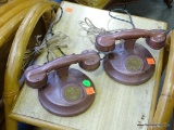 (R6) A PAIR OF VINTAGE REAL METAL PHONES THAT READ ON THE DIAL AMERICAN AUTOMATIC ELECTRIC SALES