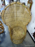 (R6)(R6) VERY NICE LARGE WICKER PEACOCK CHAIR IN EXCELLENT CONDITION. MEASURES 38