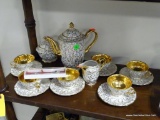 (R6) 15 PIECES OF HUTCHENREUTHER CHINA: TEA POT. CREAM AND SUGAR. 6 CUPS AND SAUCERS. INCLUDES A