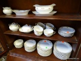 (R6) 50+ PIECES OF FLORAL CHINA: 12 LUNCHEON PLATES. 12 SOUP BOWLS. 11 DESSERT PLATES. 8 BERRY